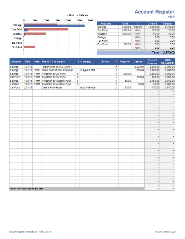 Account Register Template