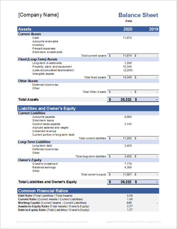 Balance Sheet Template