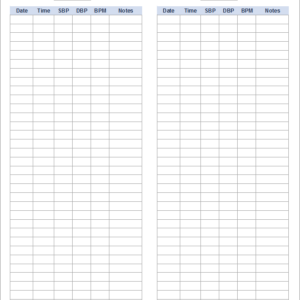 Blood pressure log