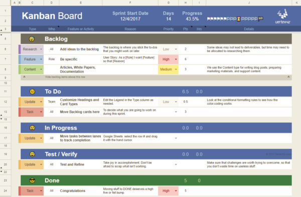 Kanban Excel Template Agile Project management